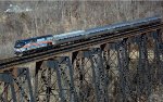 Heritage 130 leads train 151 across the James River